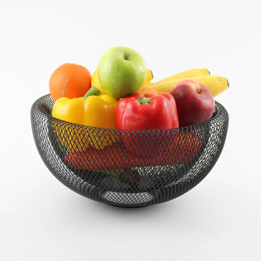 Household Kitchen Metal Small Wire Black Empty Fruit Basket Wire Mesh Vegetable Fruit Basket