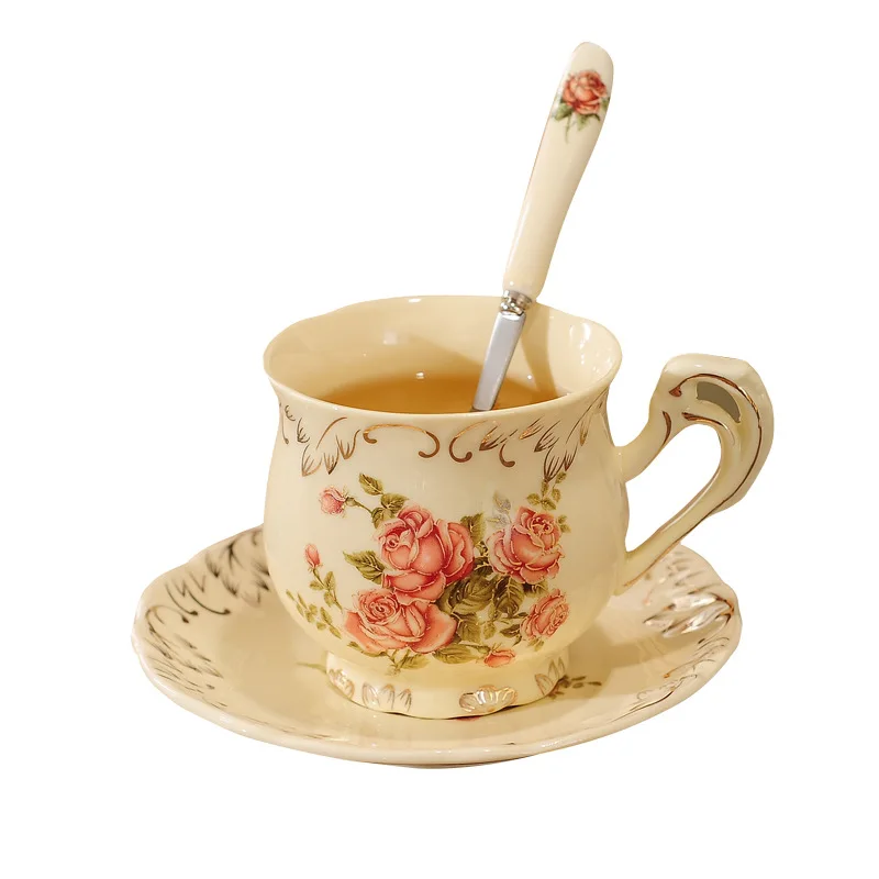 Bone China Coffee Mug Porcelain Afternoon Tea Cup 200ML Luxury Coffee Cup And Saucer Set Vintage Tea Cup