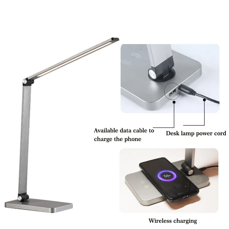  Tischlampe лампа Светодиодная настольная LED для чтения книг подсветкой и зарядкой через USB сид учебы с беспроводным зарядным устройством lamparas de