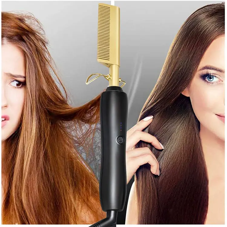  hot comb bling Fast Smoothing Electric Hair Straightener Brush Ceramic Heating Temperature