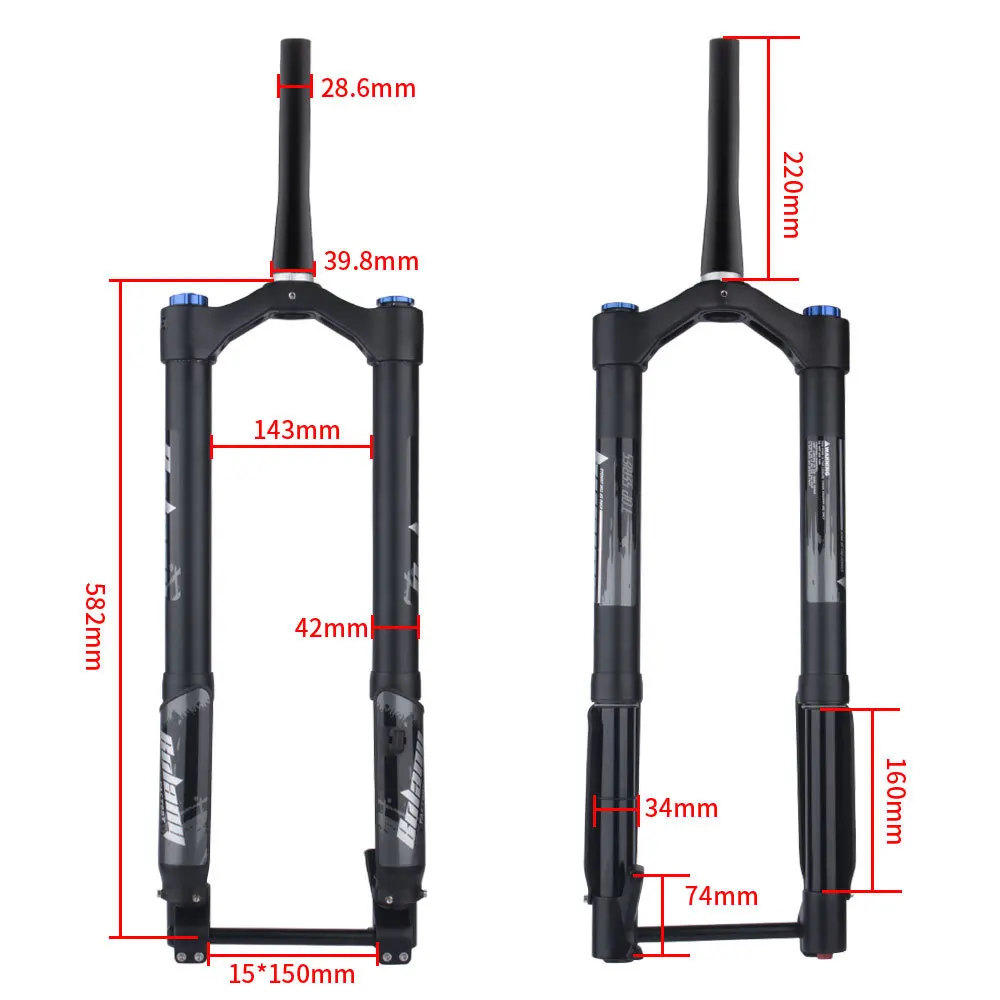 Mountain Bike Reverse Fork Damping Adjustment Shock Absorber Gas Fork Dh Downhill Front Fork Barrel Shaft 150 * 15mm