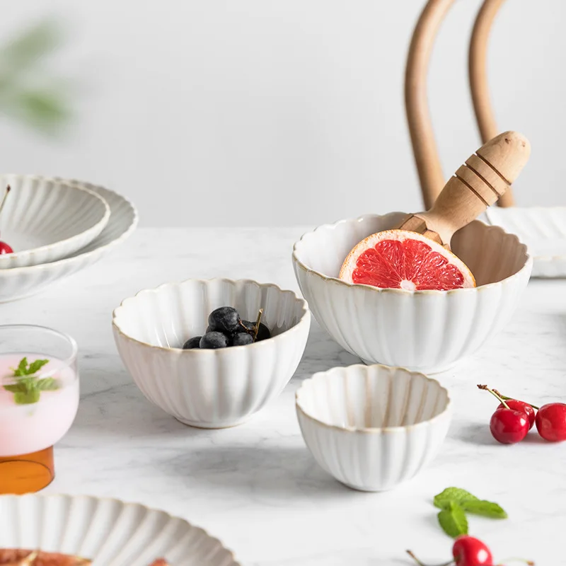 Restaurant Hotel Bulk Dishes Bowls Plates Set Porcelain Dinnerware Set White Glazed Ceramic Tableware Kitchenware