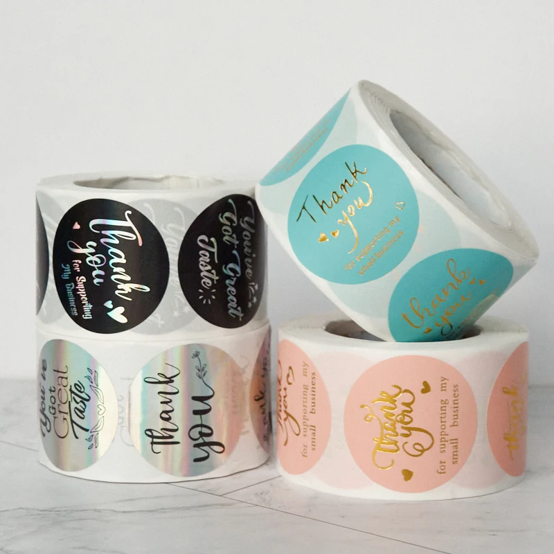 biodegradable custom logo thank you 500 pcs stickers thank you order stickers for small business