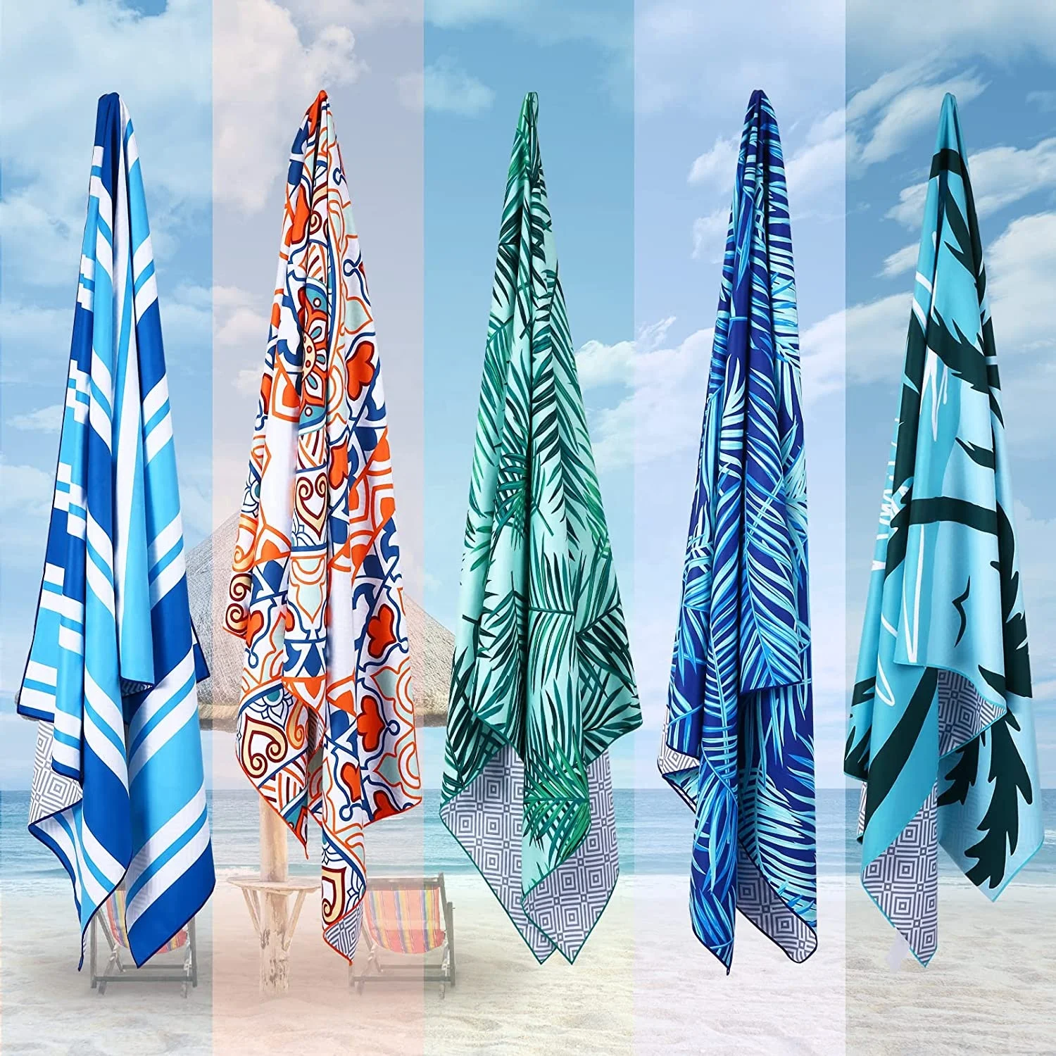 Custom Microfiber Sublimated Digital Sublimation Towel Printed Logo Sports Promotion Personalized Soft Beach Towel On Beach