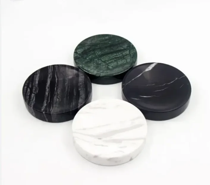 Popular Hotel Marble Square Round Soap Dish Marble Stone Bathroom Wash Set Nordic Bathroom Vanity Tray Black Bath Accessories