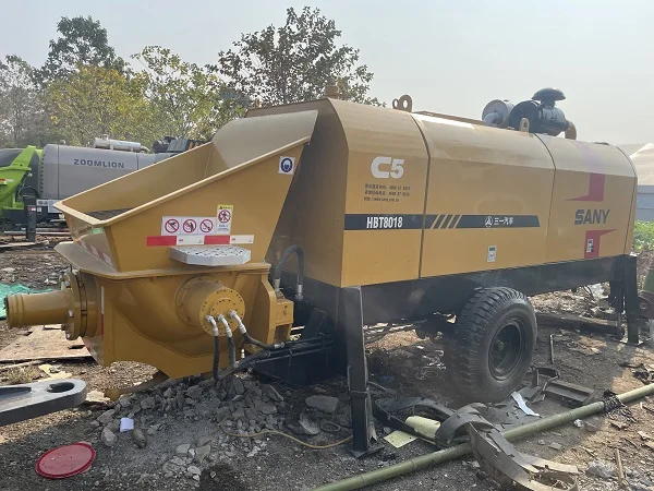 Used Concrete Pump Trailer Pump 85 cbm HBT8018 Diesel Engine Stationary Pump Price