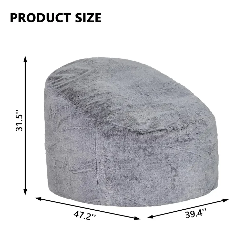Bean Bag Chair Cover Bean Bag Chairs for Adults Pv Fur Light Grey BeanBag Cover Living Room Furniture Lazy Sofa Chair