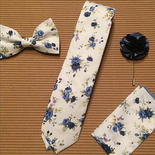 Новинка, хлопковый галстук с цветочным рисунком, галстук-бабочка, накидка и цветочный лацкан, подарочный набор для мужчин