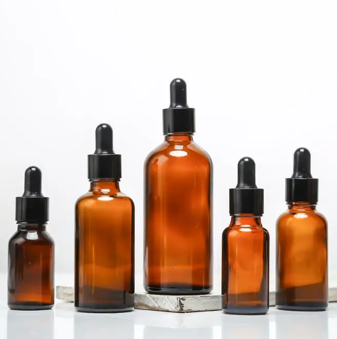 5ml 10ml 15ml 20ml 30ml 50ml 100ml amber glass essential oil bottle perfume cosmetic liquid  storage container with eye dropper