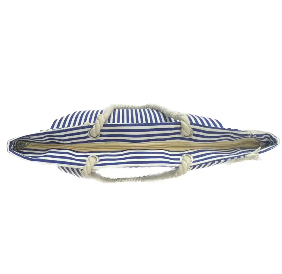 Customizable Large Capacity Canvas Hemp Rope Striped Shoulder Bag Personalized Pattern Type