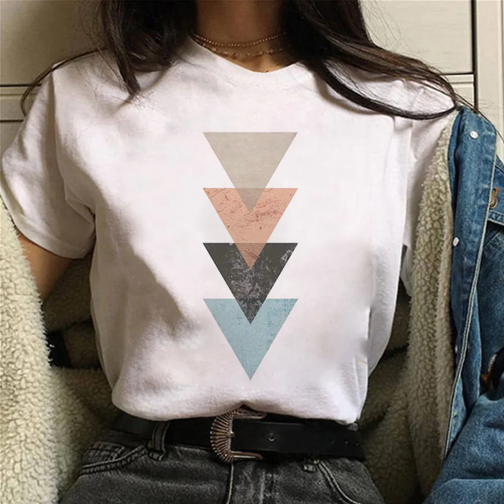 2022 Fashion Summer Women Graphic T Shirts Short Sleeve Love Geometric Graphic T Shirts Women Top
