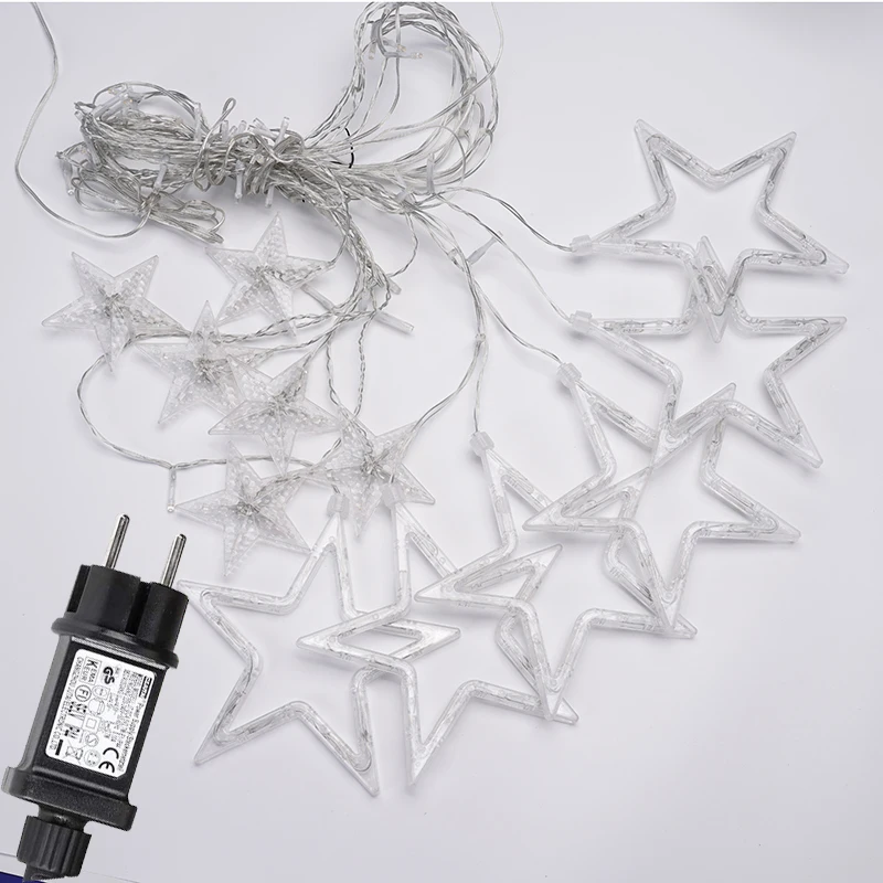 138 LED christmas 12 star window curtain lights for home party wedding wall