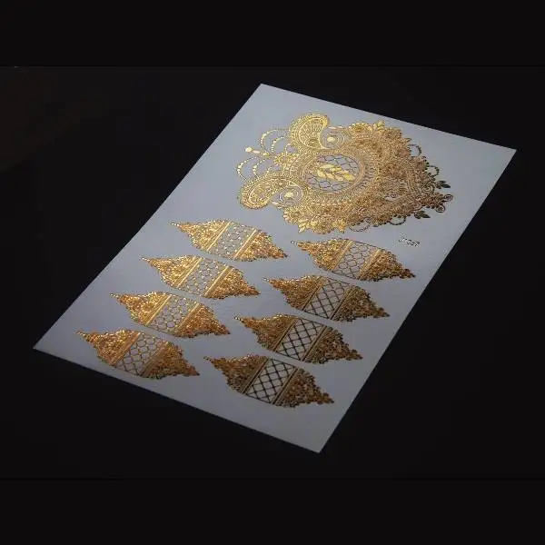 Free Samples  Party Supplies Custom Gold Temporary Gold Metallic Tattoo Sticker Waterproof Gold Tattoo Stickers
