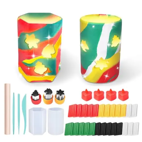 DIY Light-up Clay Lanterns Making Set Make Your Own Clay Luminaries Clay Arts&Crafts School Project Toy STEM for Kids