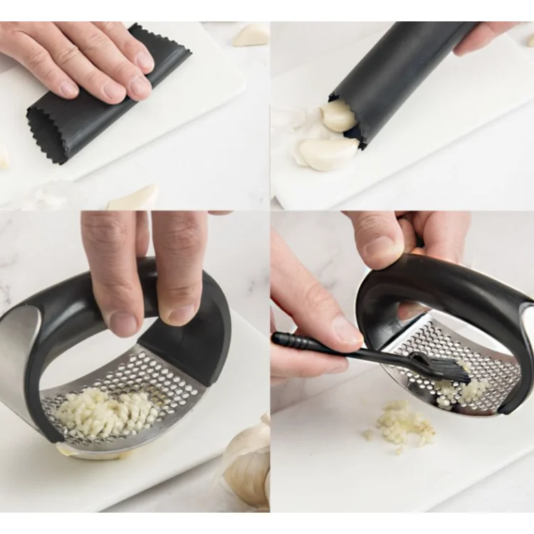 Professional Kitchen Peeler Squeezer Chopper Circular Garlic Ginger Crusher Onion Masher Peeler Stainless Steel Garlic Press