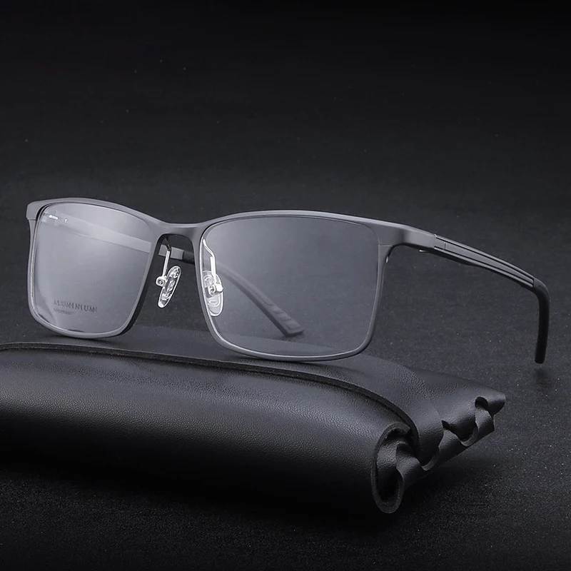 Мужские алюминиевые оптические оправы Bluelight прямоугольные для очков по рецепту с пружинными петлями