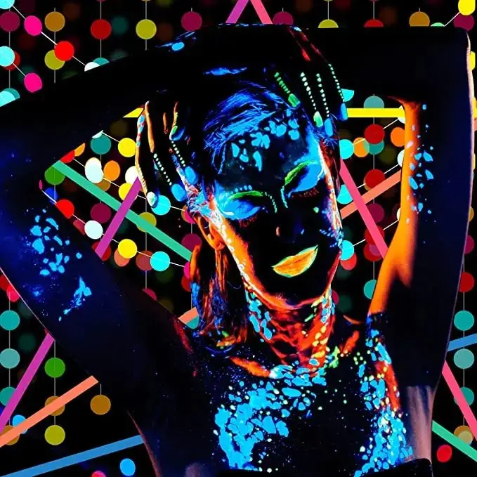 Startparty Glow Party Neon Dark Supplies Blacklight Luminous Tape Neon Round Dot Streamers Fluorescent Mini Polka Dot Balloon