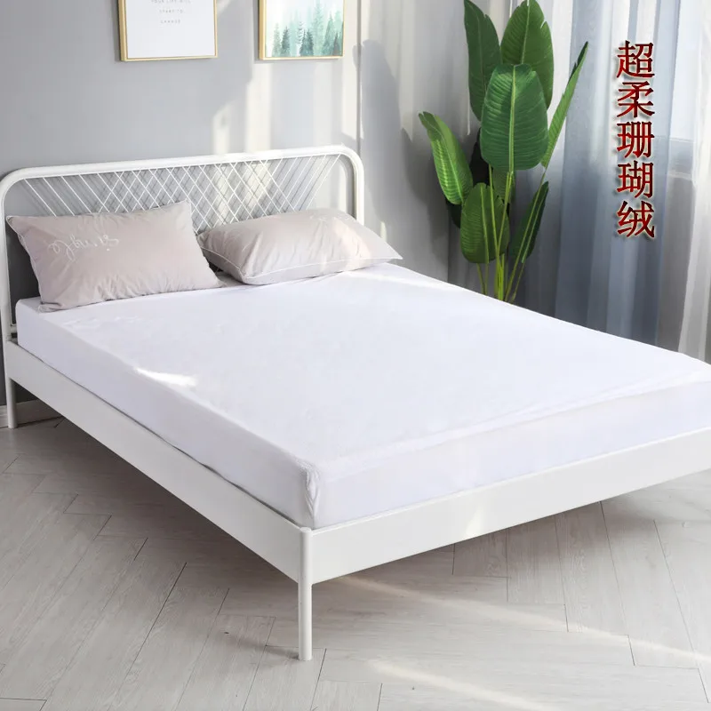 Wholesale Fitted Style Bed Bug Proof Waterproof Mattress Protector Plain Skirt Cotton Peace