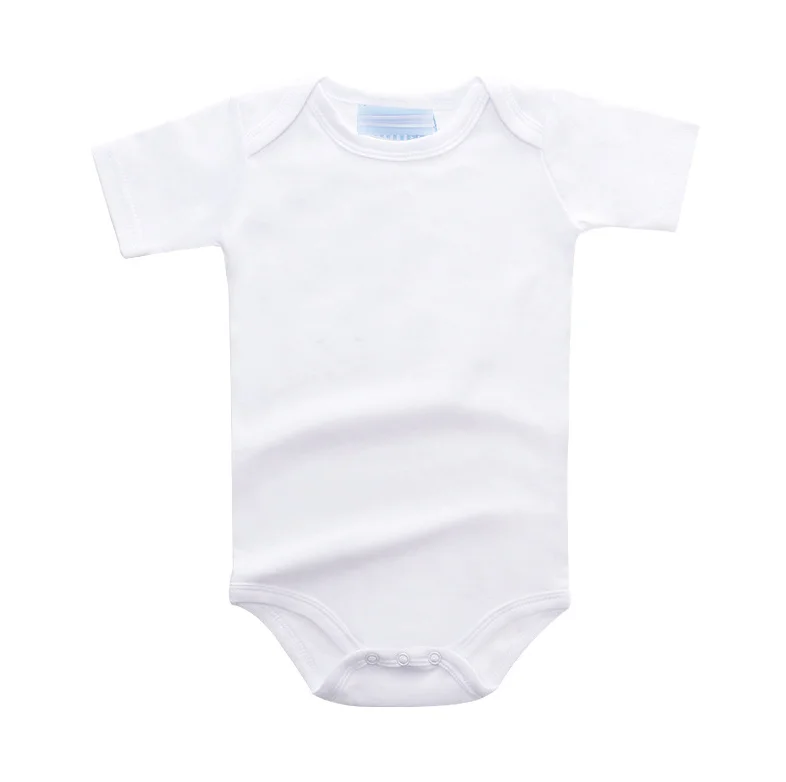 Детские хлопковые однотонные белые комбинезоны с коротким рукавом Onsie для новорожденных сублимационной печатью комплект одежды