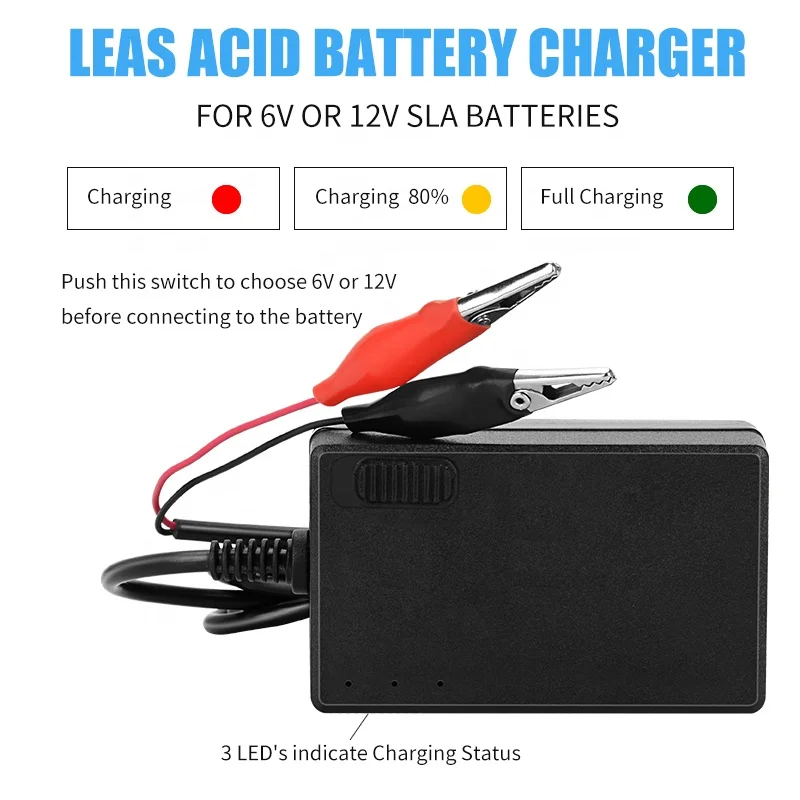  Manual 6V 12V 0.8A Lead Acid Battery Charger Toy Car Motorcycle Boat Lawn Mower SLA ATV AGM Gel charger