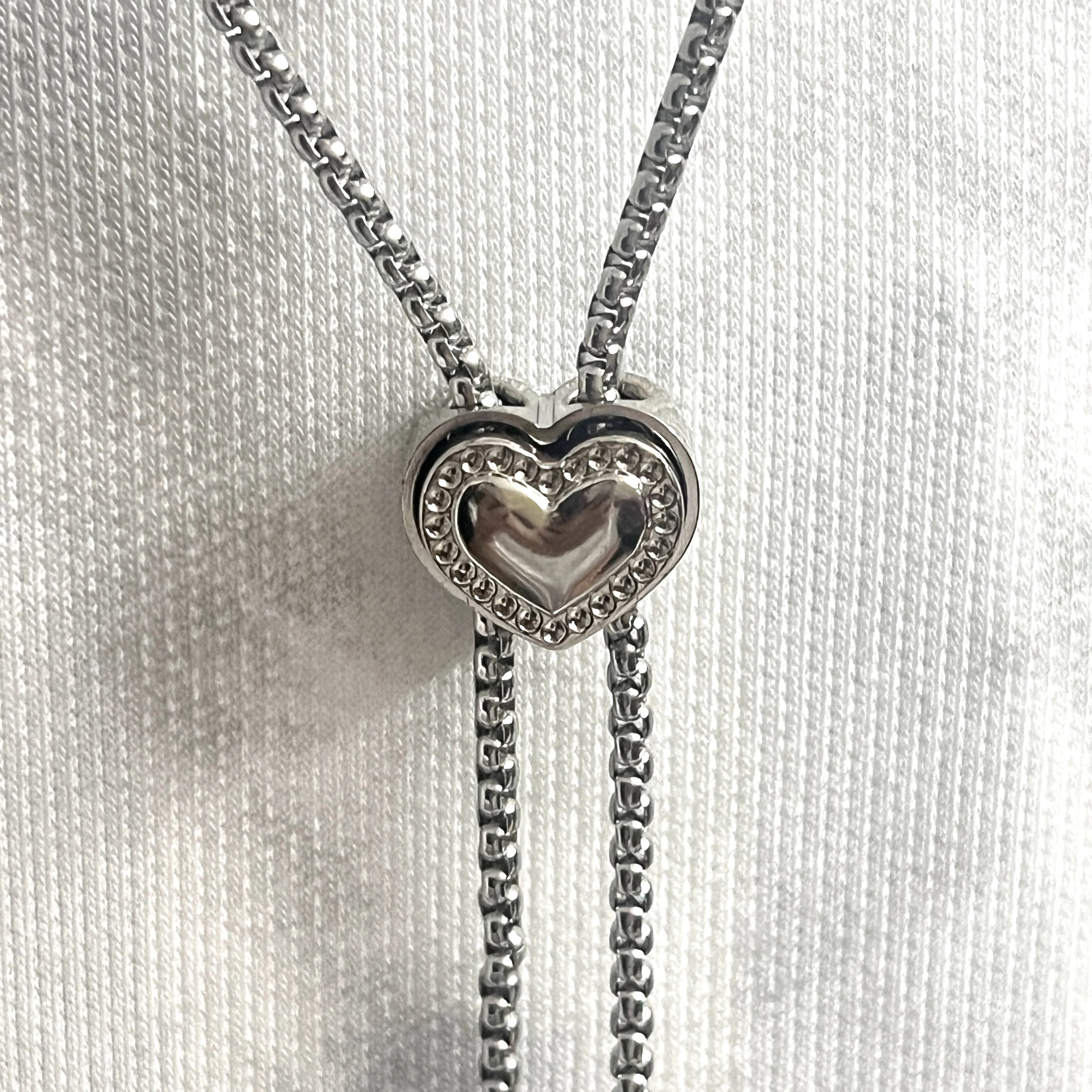 Wholesale Heart Fashion Metal Cord Adjuster with Stainless Steel Chain Slider Box Chain for Clothing Clip Curb Trim Accessory