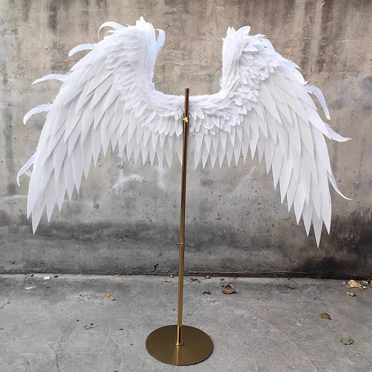 Wholesale High Quality Large Costume White Feather Angel Wings Photo Props For Stage Background Wall Decoration