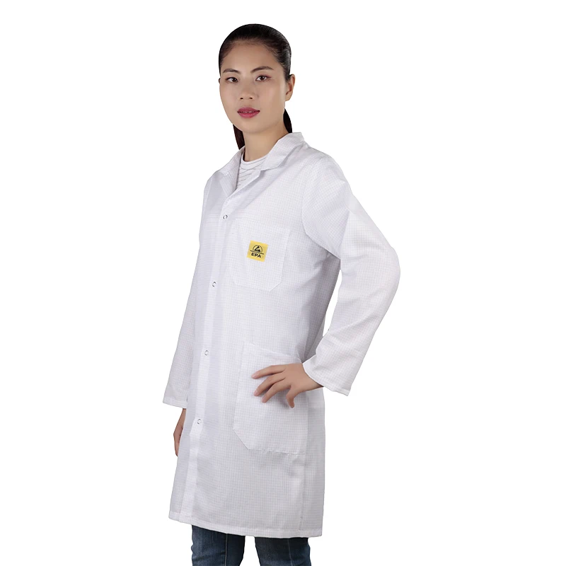 Maxsharer antistatic ESD white color lab coat garment for cleanroom