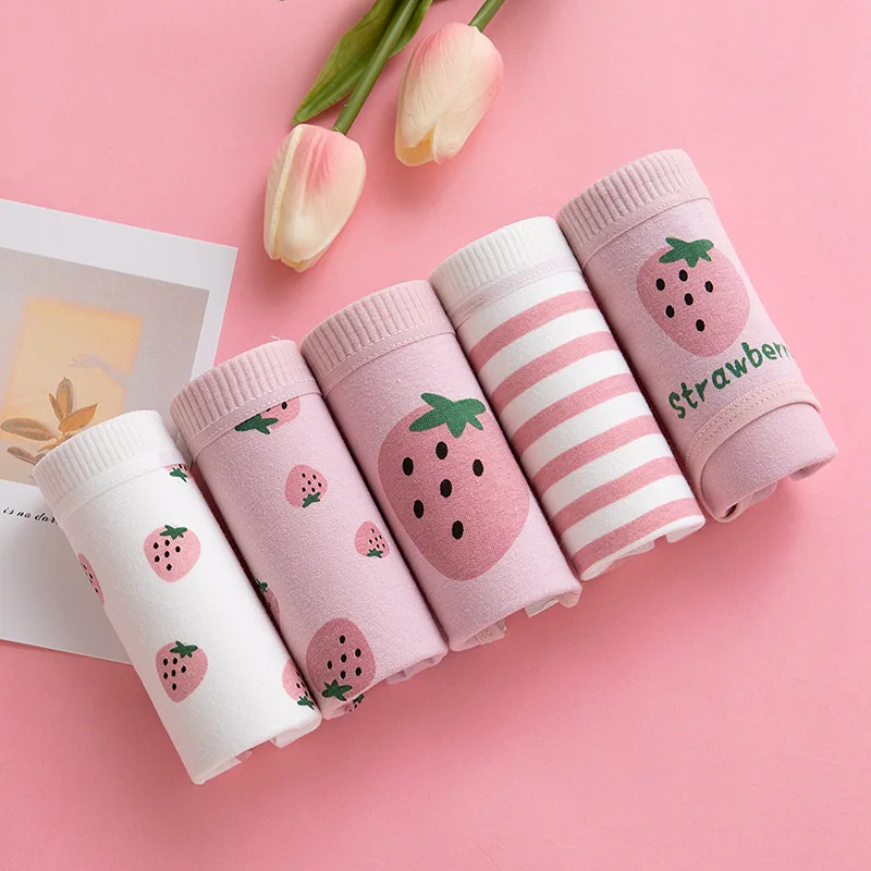 Wholesale Cheap Comfortable Cotton Printing Girl Panties Mid-waist Large Size Women Underwear Briefs