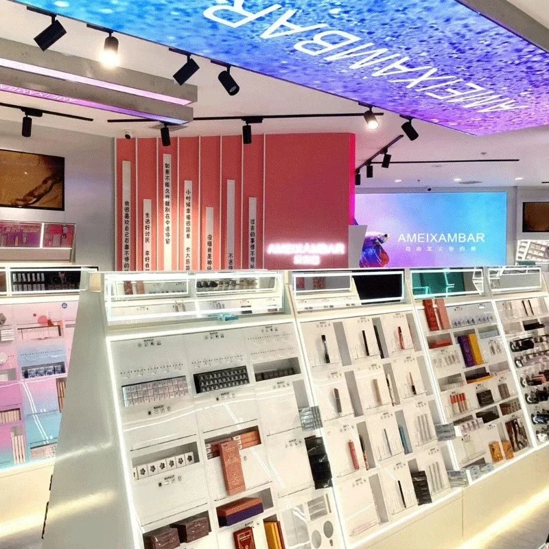 Заводская распродажа Прямая поставка светодиодная витрина косметическая полка Косметическая Помада для макияжа комбинированный Витринный Шкаф