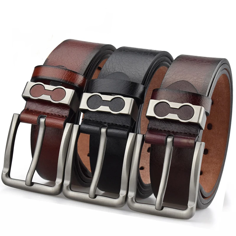 Wholesale Customized Men durable leather belt pin buckle man Microfiber belt
