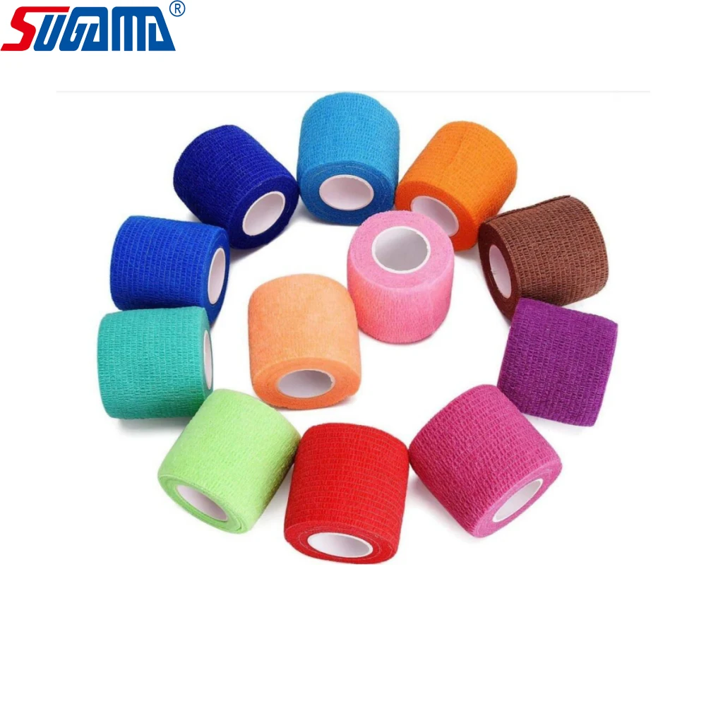 Multi Colors football soccer Self-Adhesive Non Woven Cohesive Bandage Sport Wrap tape adhesive Elastic Bandage for Skin care
