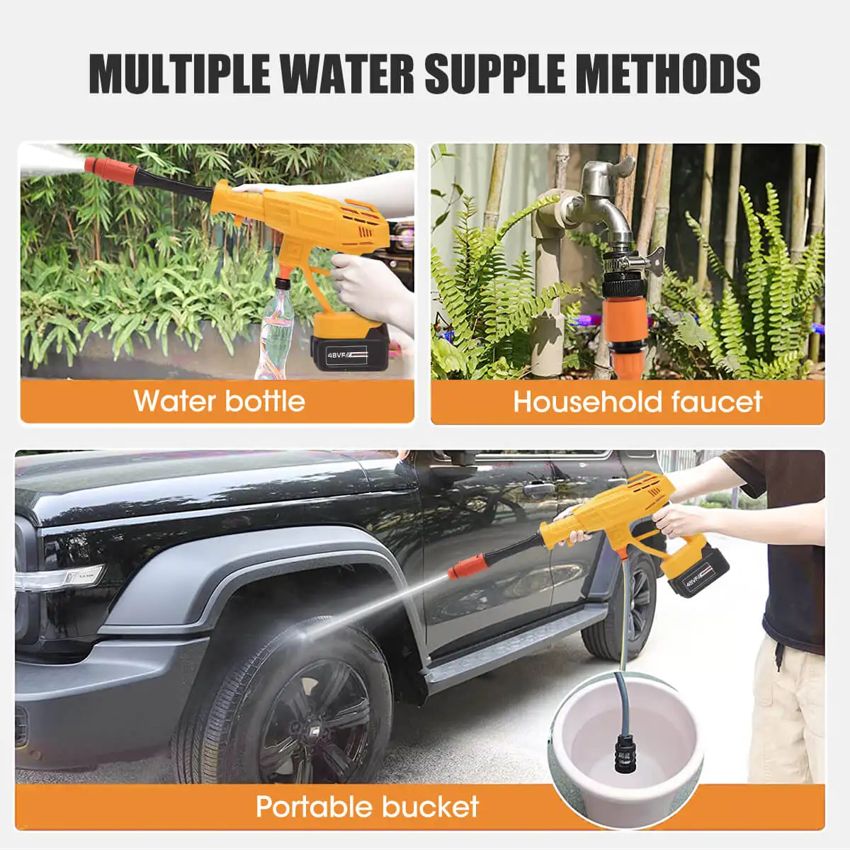 Multipurpose Portable High Pressure Washer Gun Electric Battery Powered Cordless Car Washer Machine Rechargeable