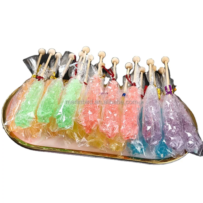 China stocked colorful Crystallized stick Sugar Rock Candy Sweet Lollipop mate