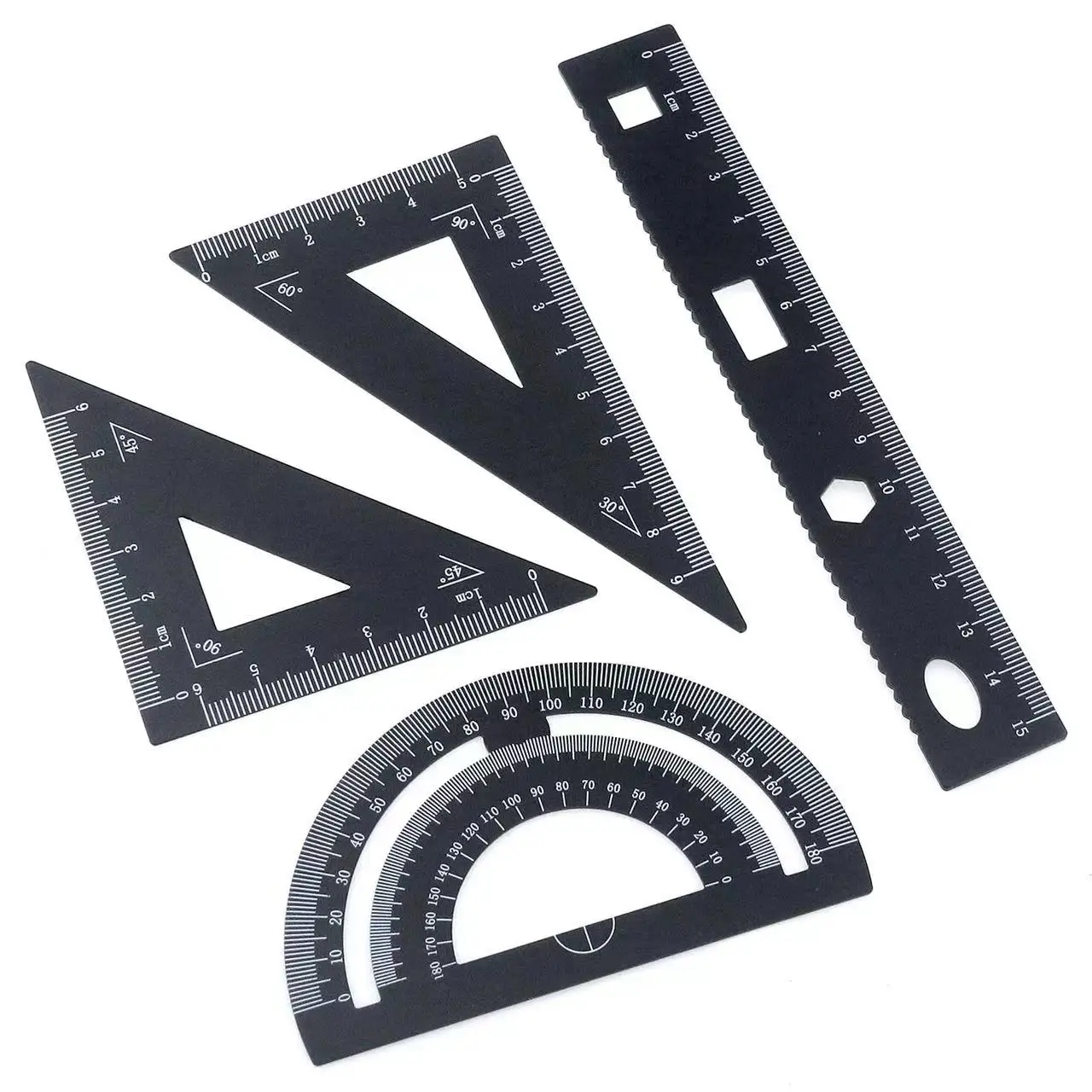 china factory Triangular Scale Ruler Set Aluminum Alloy Scale Ruler Drafting Tool Black Drawing Ruler