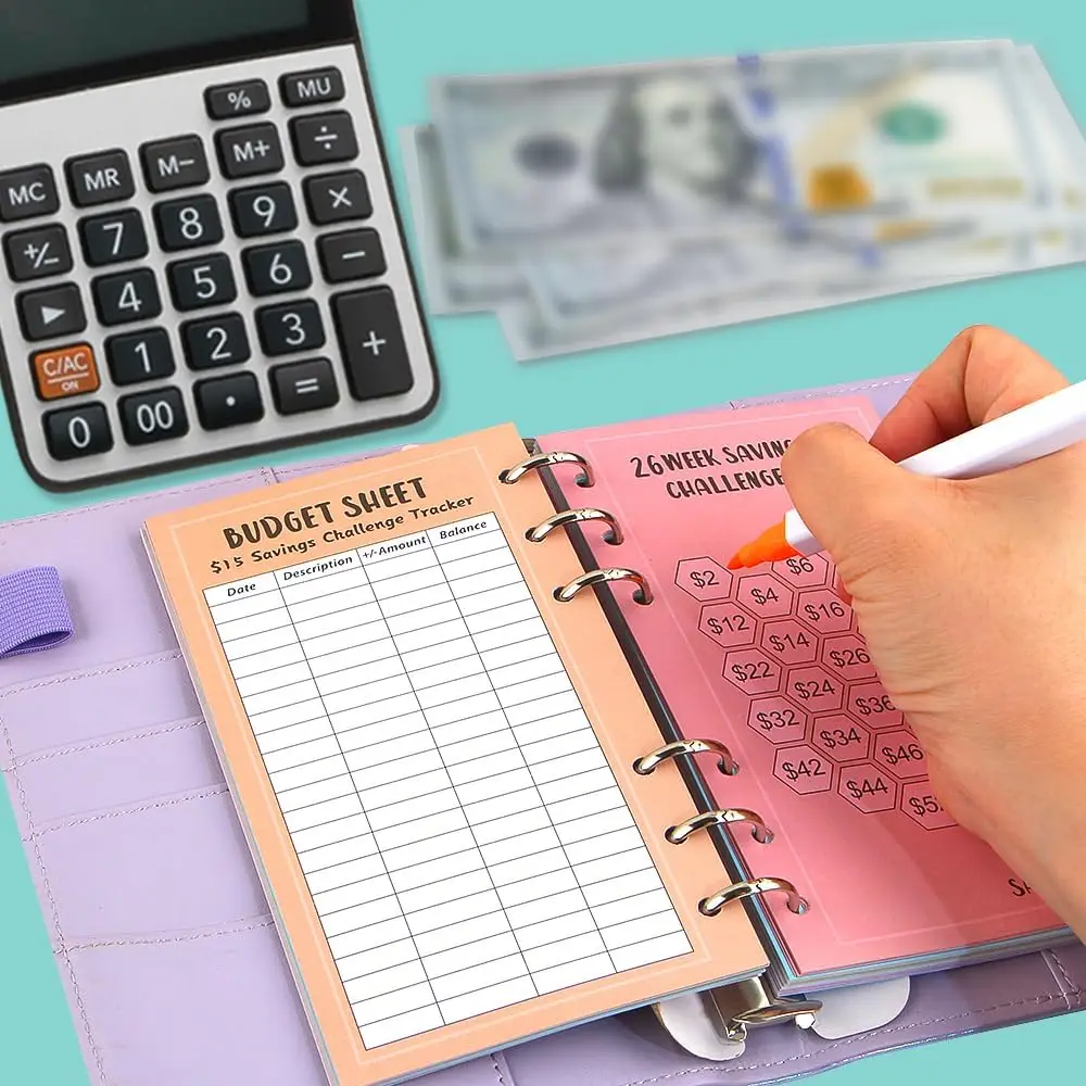 Laminated Money Savings Challenge Trackers Multiple Budget Cards for Savings Journey Planner
