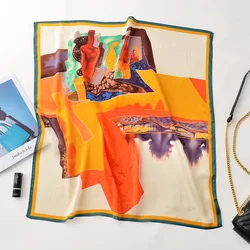 Hot Sale New Geometric Silk Scarf Female Spring Professional Simulation Silk Scarf for Lady (SC006C)