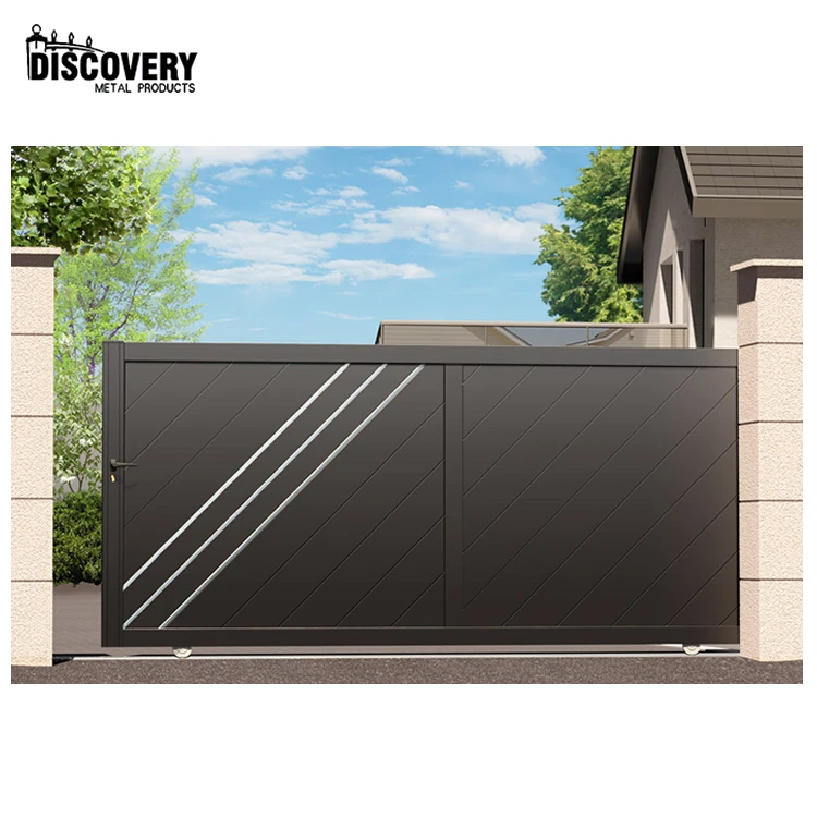 Electric automatic modern design decoration metal aluminum main motor opener sliding gate for garden
