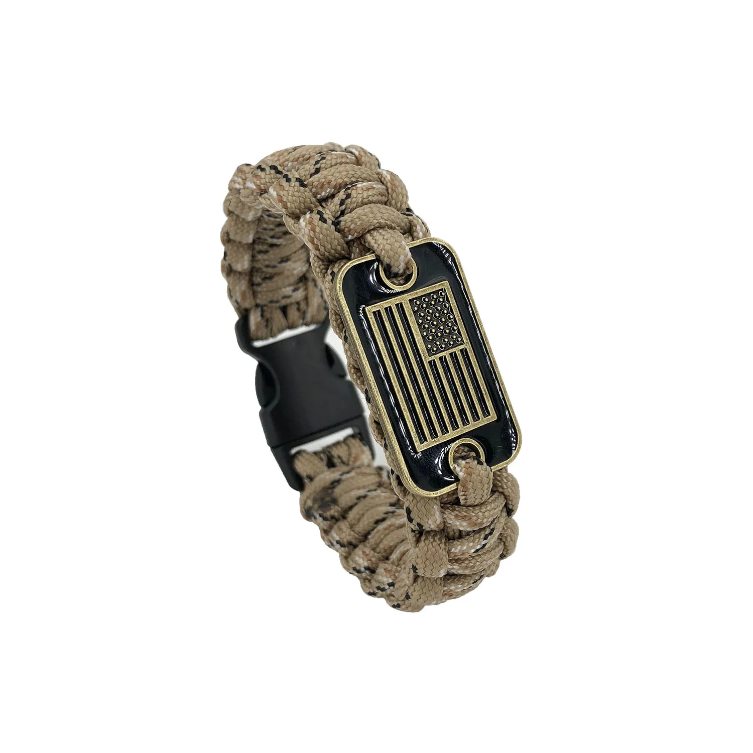 Outdoor Survival Paracord Bracelet with Natoinal Flag Adjustable Shackle Survival Bracelet