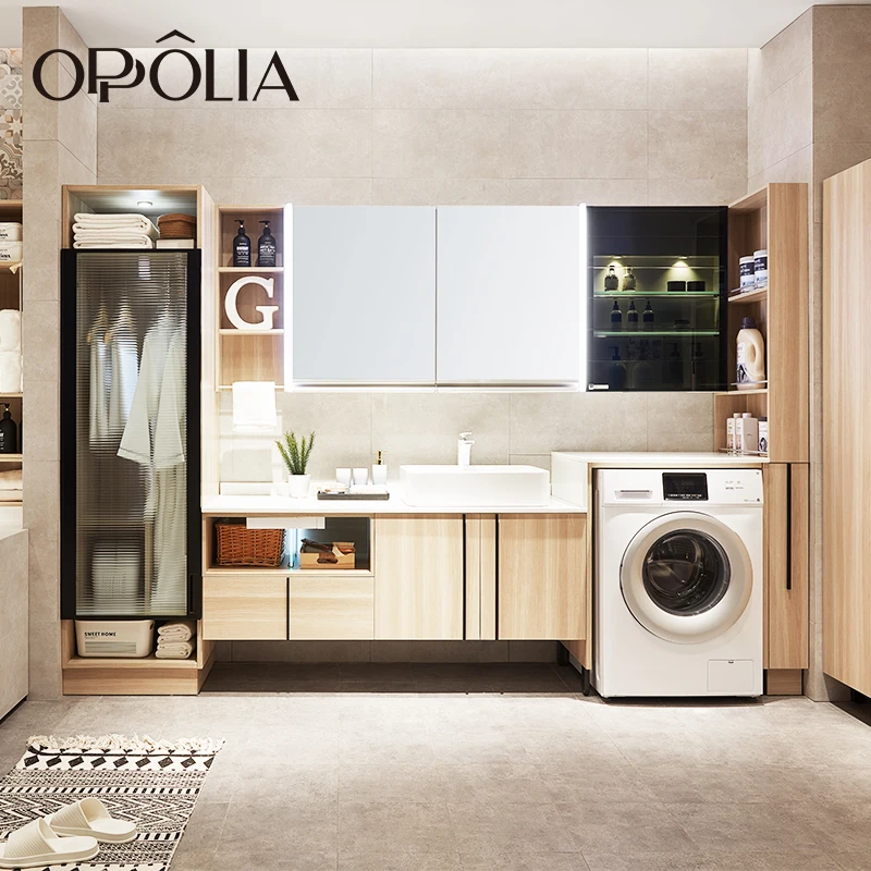 OPPOLIA Modish оптовая продажа HPL шкаф для ванной комнаты с зеркалом столики отелей и квартир