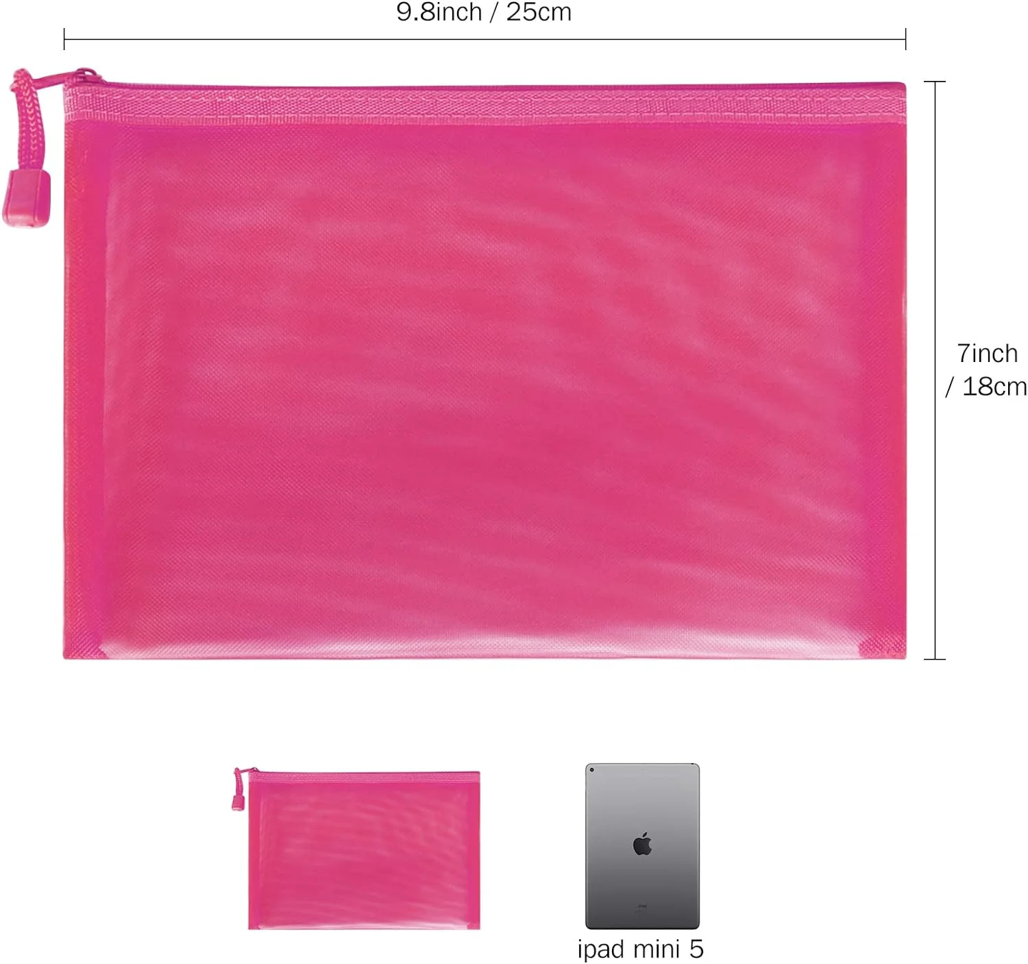 Pvc mesh bag Custom Label Transparent Nylon Mesh Zip File Stationery Bag  Pen Packaging Bags For Travel