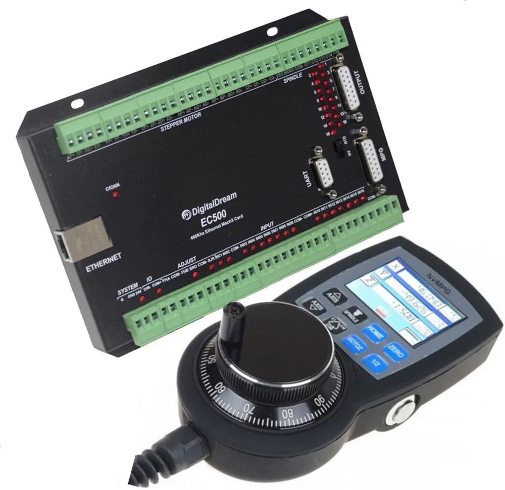 Mach3 Nvem-CNC Ec500 Milling Machine Controller Upgrade Ethernet 460Khz 4Axis Motion Control Card With Digital Display Handwheel