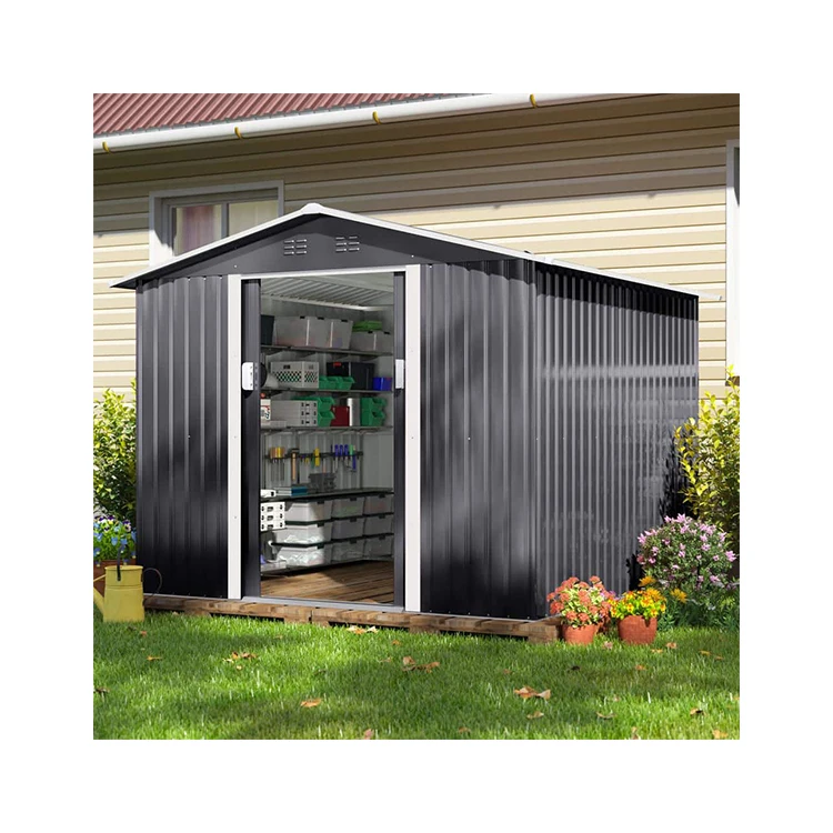 YASN Heavy Duty Steel Garden Shed Outdoor Waterproof Garden House Tools Storage Sheds