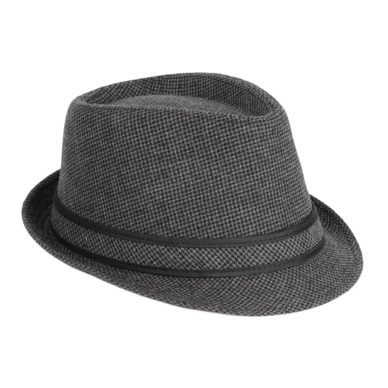 Wholesale Unisex Classic Spring Autumn Checked Black White Swallow Gird Panama Fedora Hats
