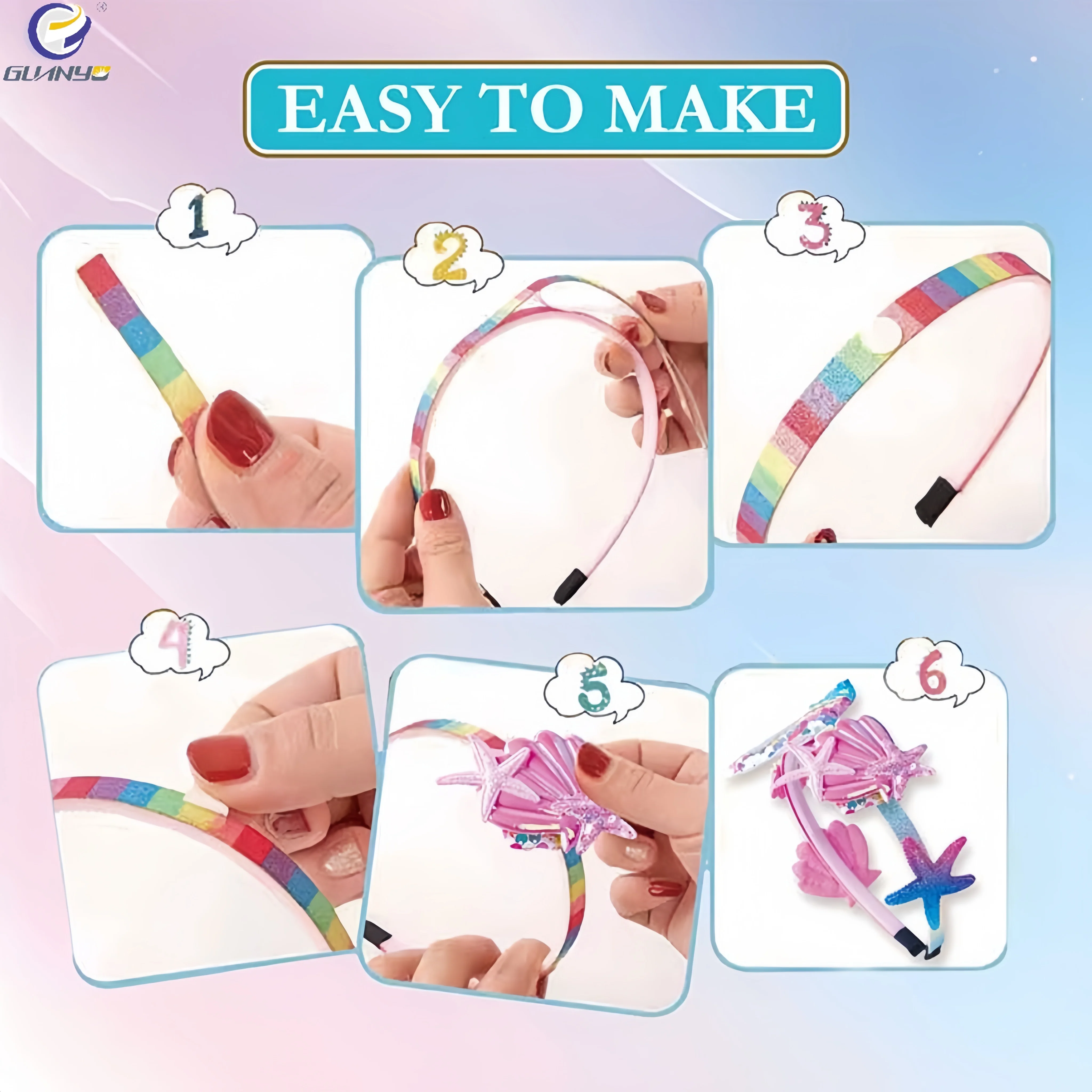 Hot DIY Creative Handmade Hairband  Starfish Flowers Accessories Imagination Cultivation Educational Toys Gifts For Girls Over 6