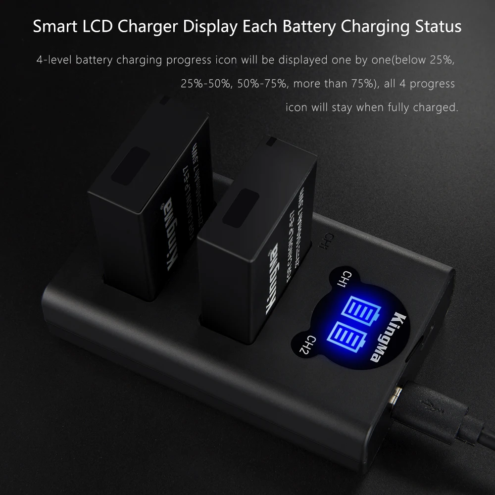 KingMa LP-E17 батарея и ЖК-дисплей Dual USB Автомобильное зарядное устройство для Canon LP E17 EOS M3 M5 M6 77D 200D 750D 760D