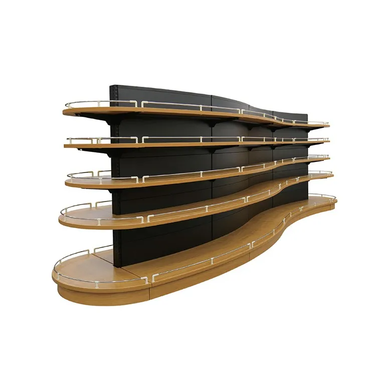 Metallic double sided used shelves vector supermarket shelf gondola