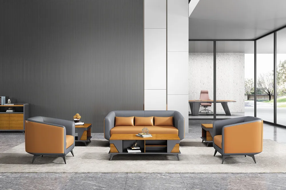 Office Furniture Sofa Set 1+1+3 Commercial Office Furniture Sofa Set PVC Reception Room Business Sofa