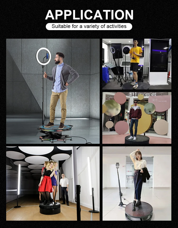 Party supplies spinning video photobooth 68cm 80cm 100cm 115cmwedding portable 360 photo booth automatic