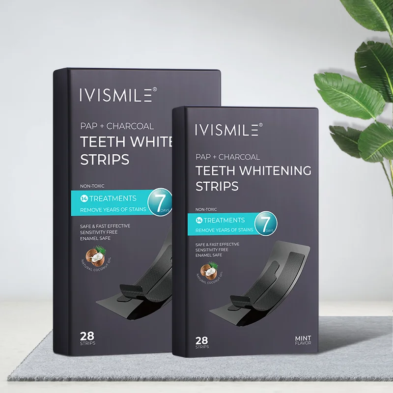 IVISMILE PAP/HP/Non-peroxide professional private label teeth whitening strips with 14 Pouches teeth whitening strips