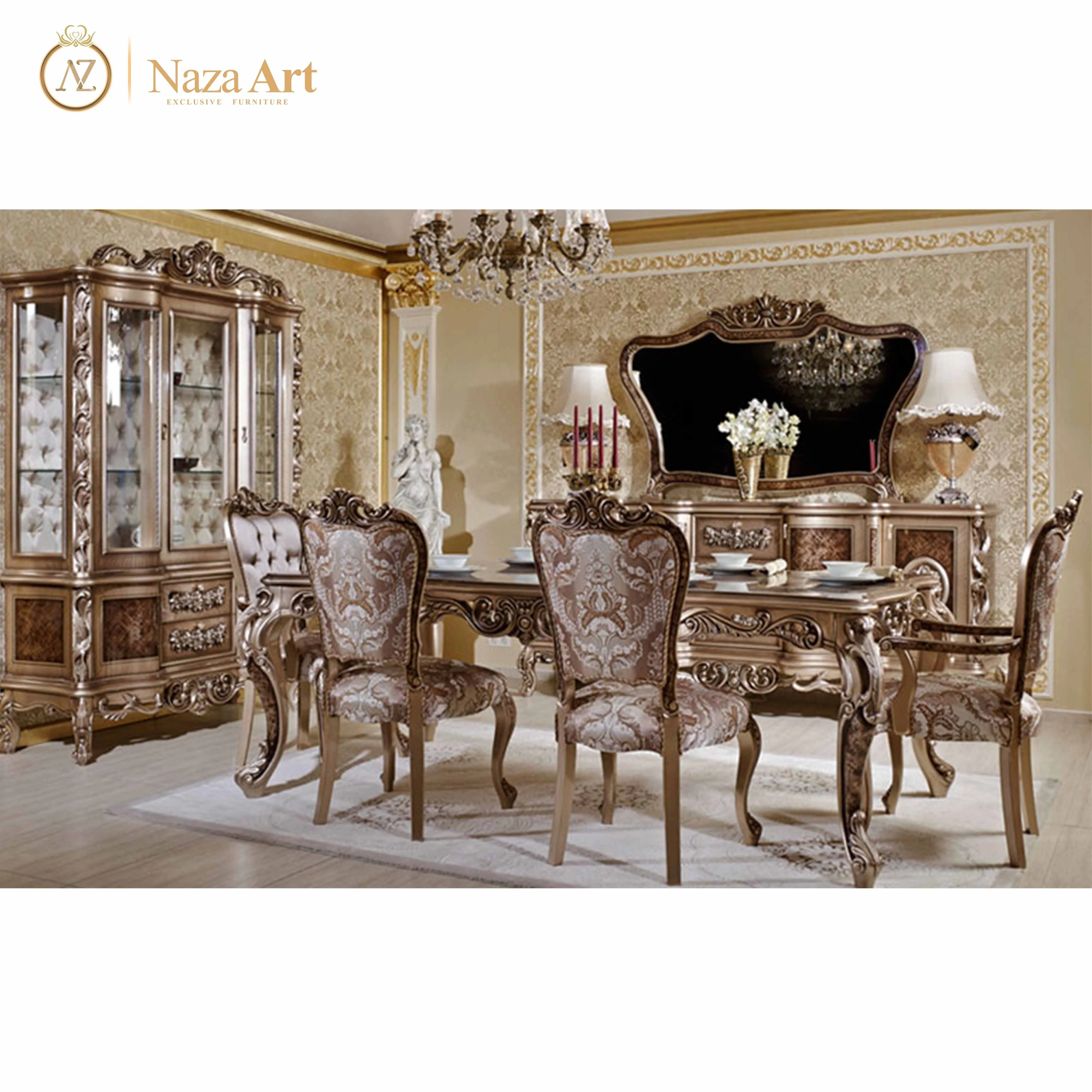 Luxury Dining Room Furniture Set Made From Solid Wood Baroque Table